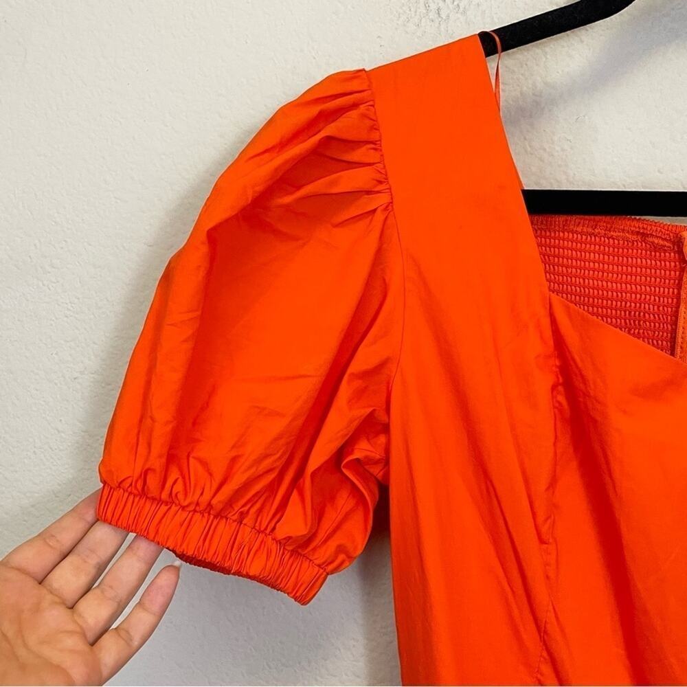 Endless Rose Orange Puff Sleeve Belted Tiered Midi Dress Size‎ S - Picture 3 of 11